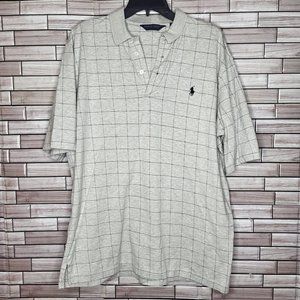 Polo Golf Ralph Lauren Men's Size Large Gray Grid Short Sleeve Polo Shirt Top‎